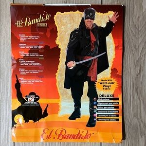 EUC - Rubie's El Bandido Deluxe Adult Costume - Black and Red